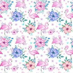 Baumwolle - Flamingos und Blumen